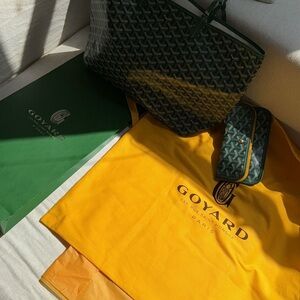 Goyard Green Tote Bag with Matching Pouch